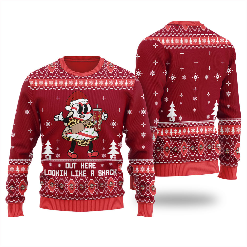 A Snack Cake Mens Ugly Christmas Sweater Funny Holiday Sweater for Family Gatherings