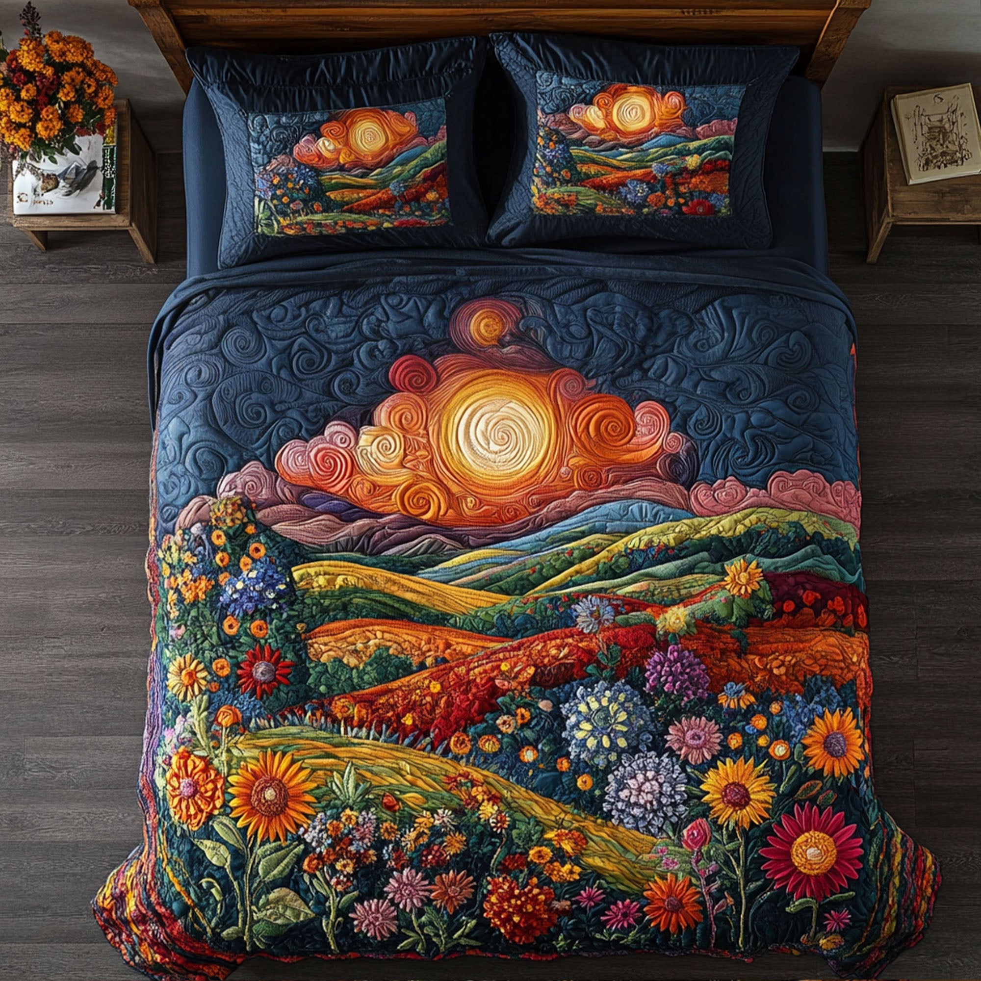 A Symphony of Nature Quilted Bedding Set Bed Decorations Cute Fall Gifts