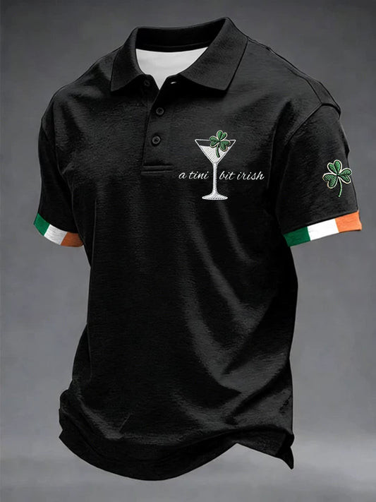 A Tini Bit Irish Black Polo Shirt Funny St Pattys Day Irish Drinking Gift For Men
