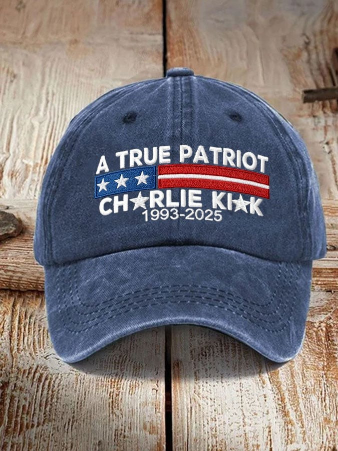 A True Patriot Charlie Kirk Hat Embroidered Patriotic Cap Charlie Kirk Merchandise TPUSA Merch