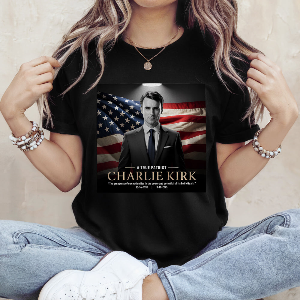 A True Patriot Charlie Kirk Memorial Dark Shirt Gift for Patriots