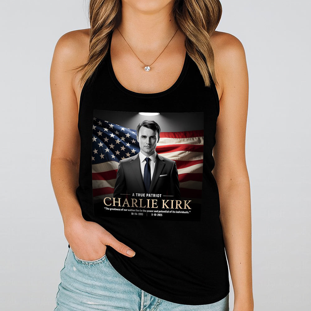 A True Patriot Charlie Kirk Memorial Tanktop Gift for Charlie Kirk Supporters