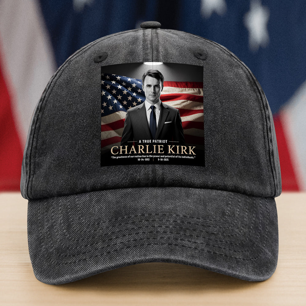 A True Patriot Charlie Kirk Memorial Washed Baseball Cap Gift for Truckers