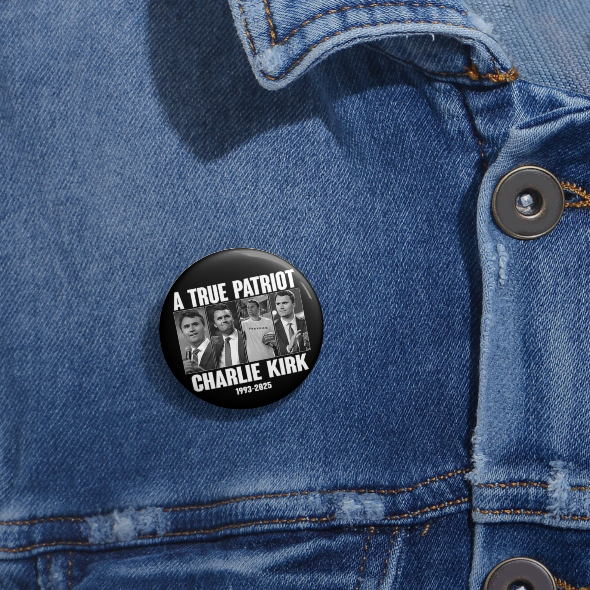 A True Patriot Charlie Kirk Pin Button Conservative Lapel Badge Charlie Kirk Memorial Pin