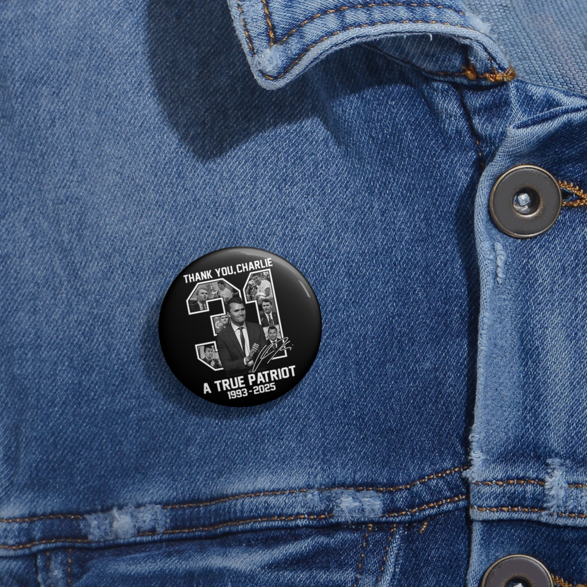 A True Patriot Charlie Kirk Pin Button Freedom Charlie Kirk Pinback Button Patriotic Republican Pin