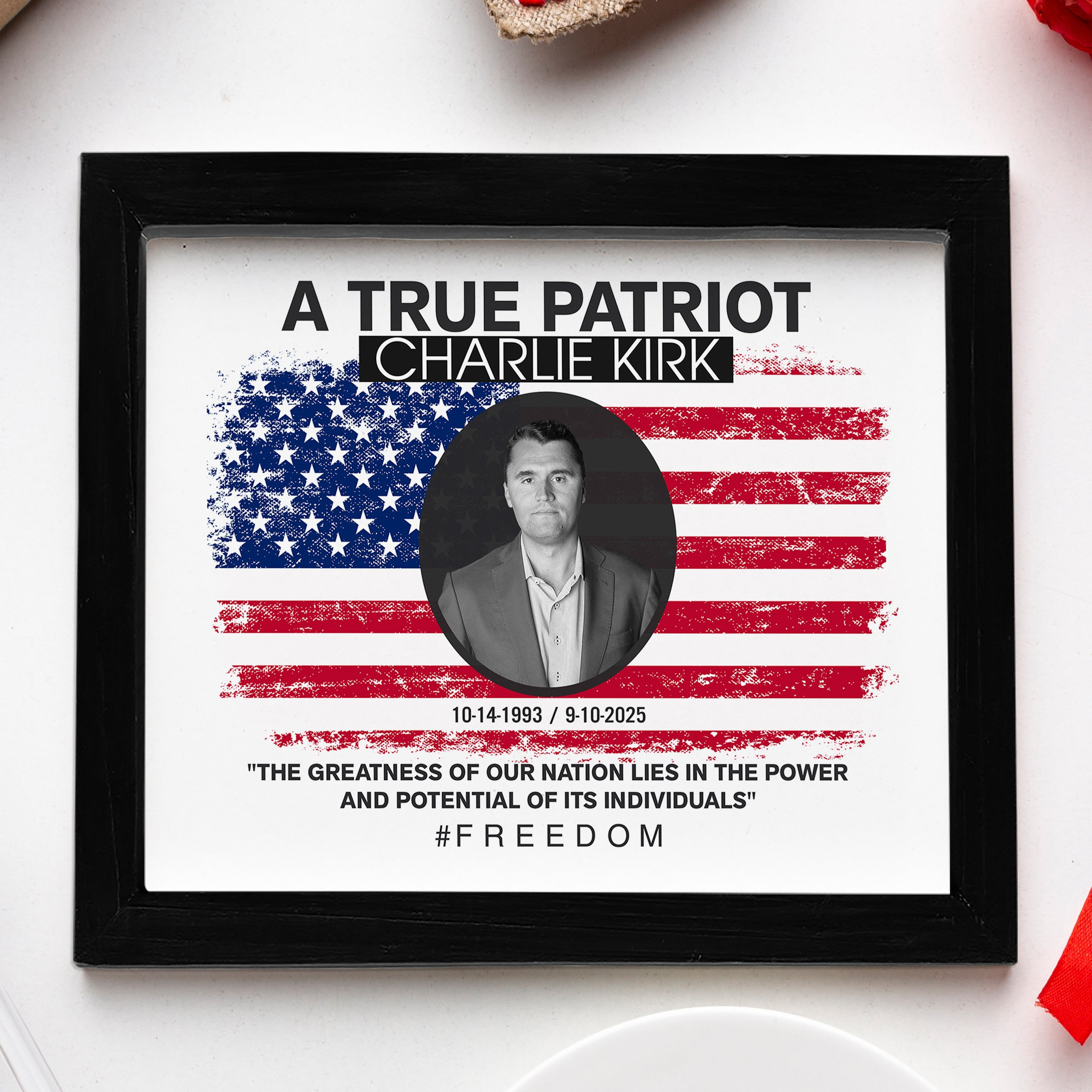 A True Patriot Charlie Kirk Poster American Flag Best Commemorative Merch Gifts For Proud Dad
