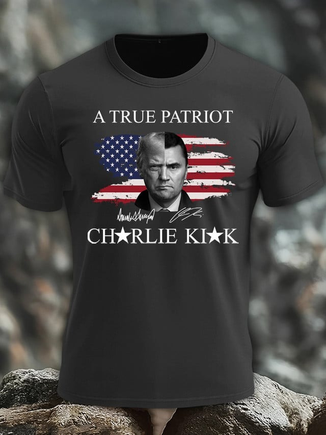 A True Patriot Charlie Kirk T-Shirt American Flag Merch Charlie Kirk Signed Gifts For Him