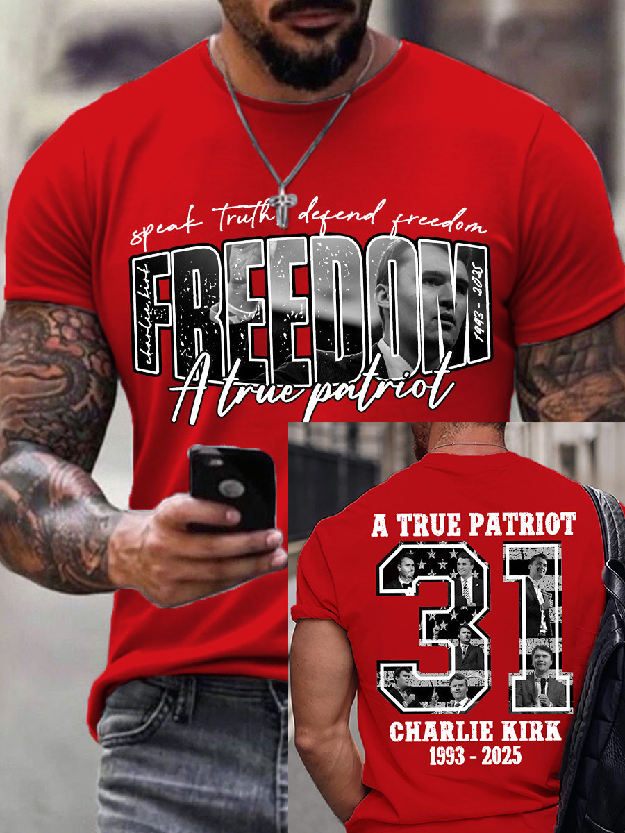 A True Patriot Charlie Kirk T-Shirt Freedom Tribute Red White And Blueberries Shirt