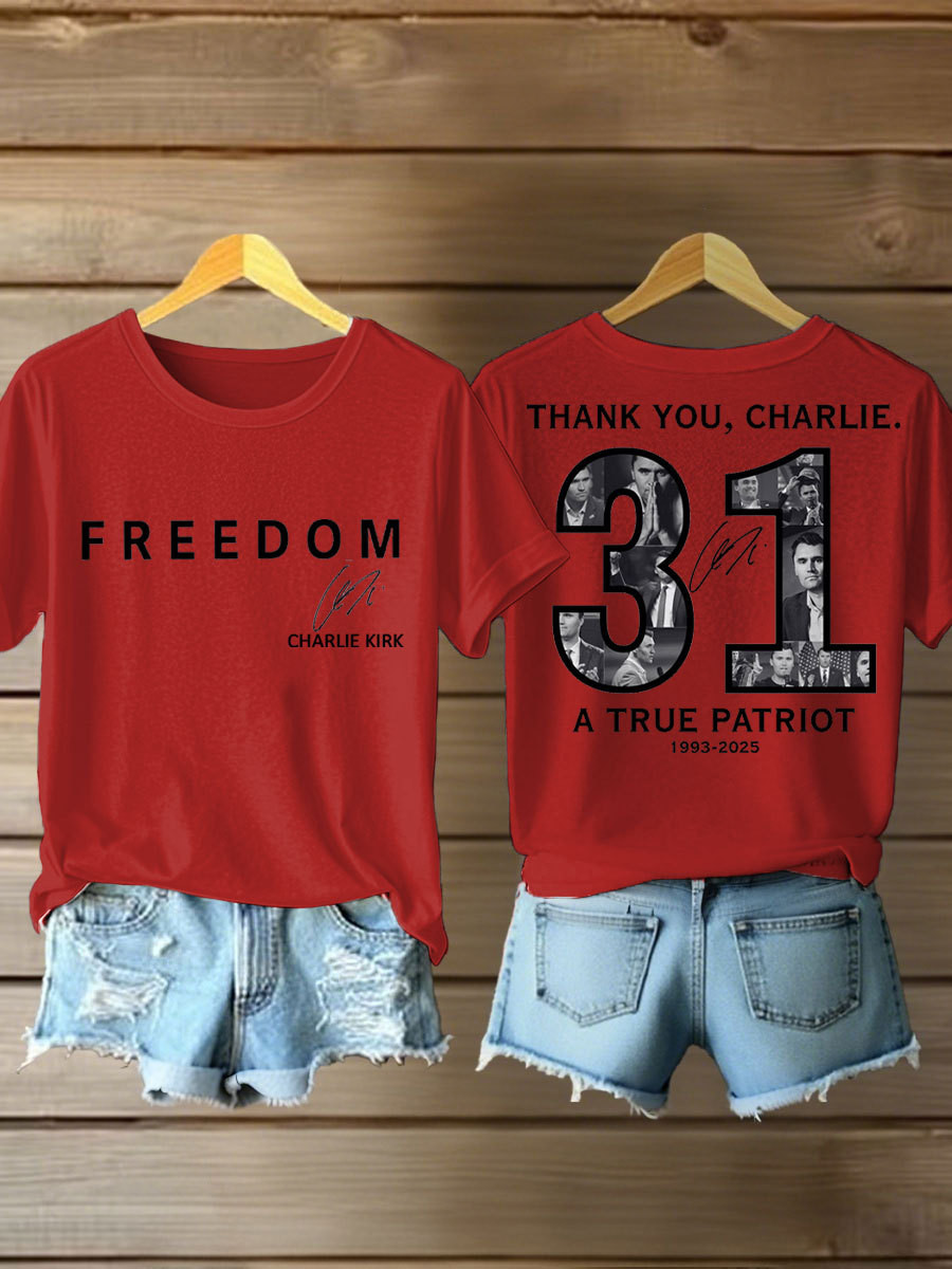 A True Patriot Charlie Kirk T-Shirt Thank You Charlie Kirk Tribute Red White Blueberries Shirt