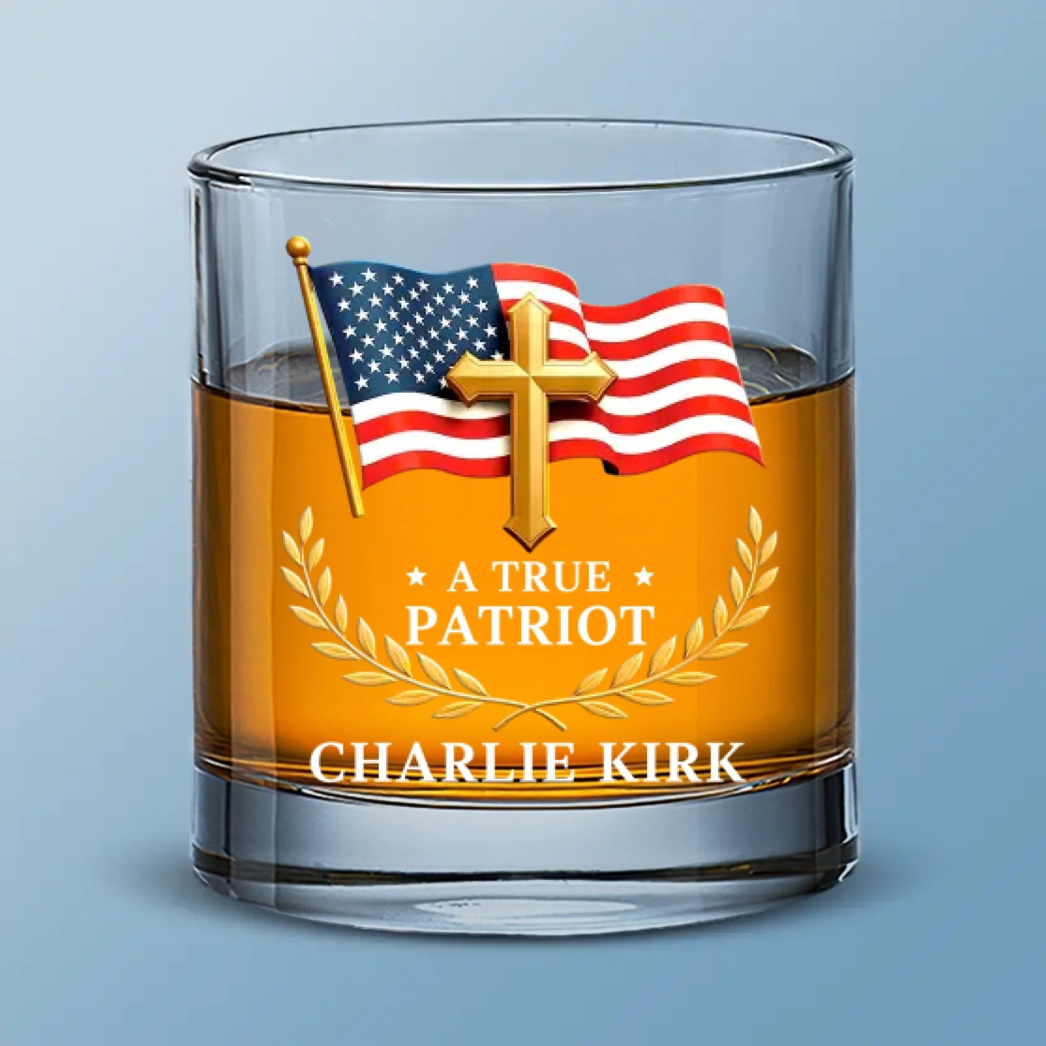 A True Patriot Charlie Kirk Whiskey Glass TPUSA Merch Charlie Kirk Funeral Merch Dad Gifts