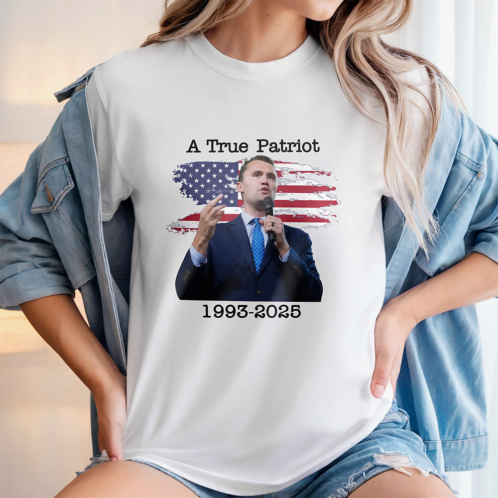 A True Patriot Charlie Kirk With US Flag Bright Shirt Gift for Charlie Kirk Supporters