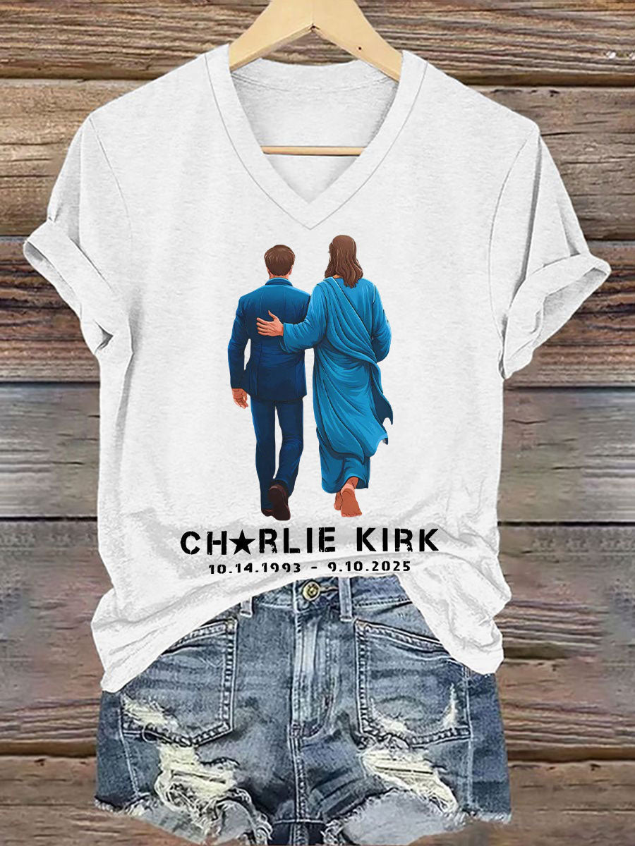 A True Patriot Printed Casual T Shirt White Rip Charlie Kirk Clothing