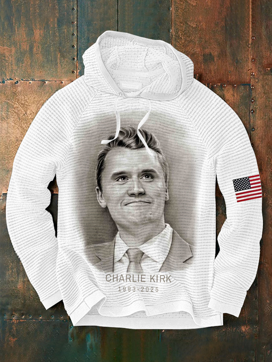 A True Patriot R I P Charlie Kirk Waffle Hoodie White Charlie Kirk Clothing