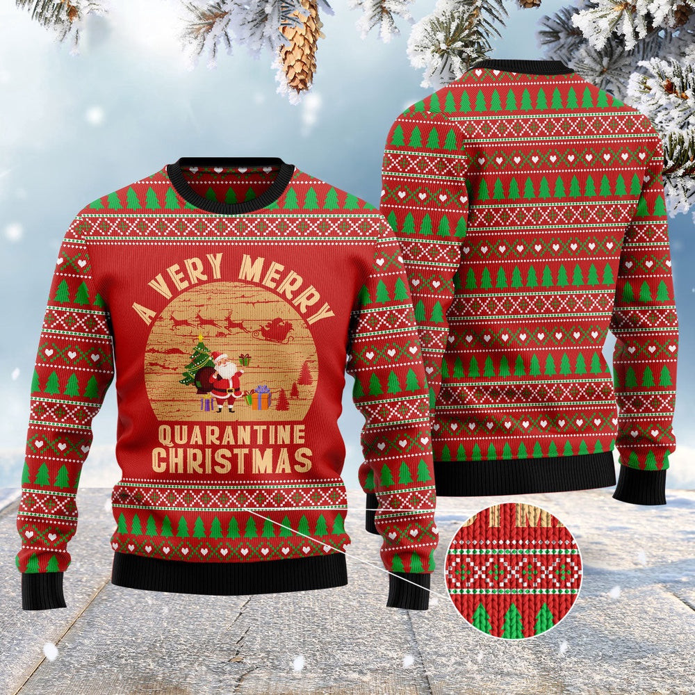 A Very Merry Quarantine Christmas Ugly Christmas Sweater Funny Ugly Christmas Sweater Holiday Gifts