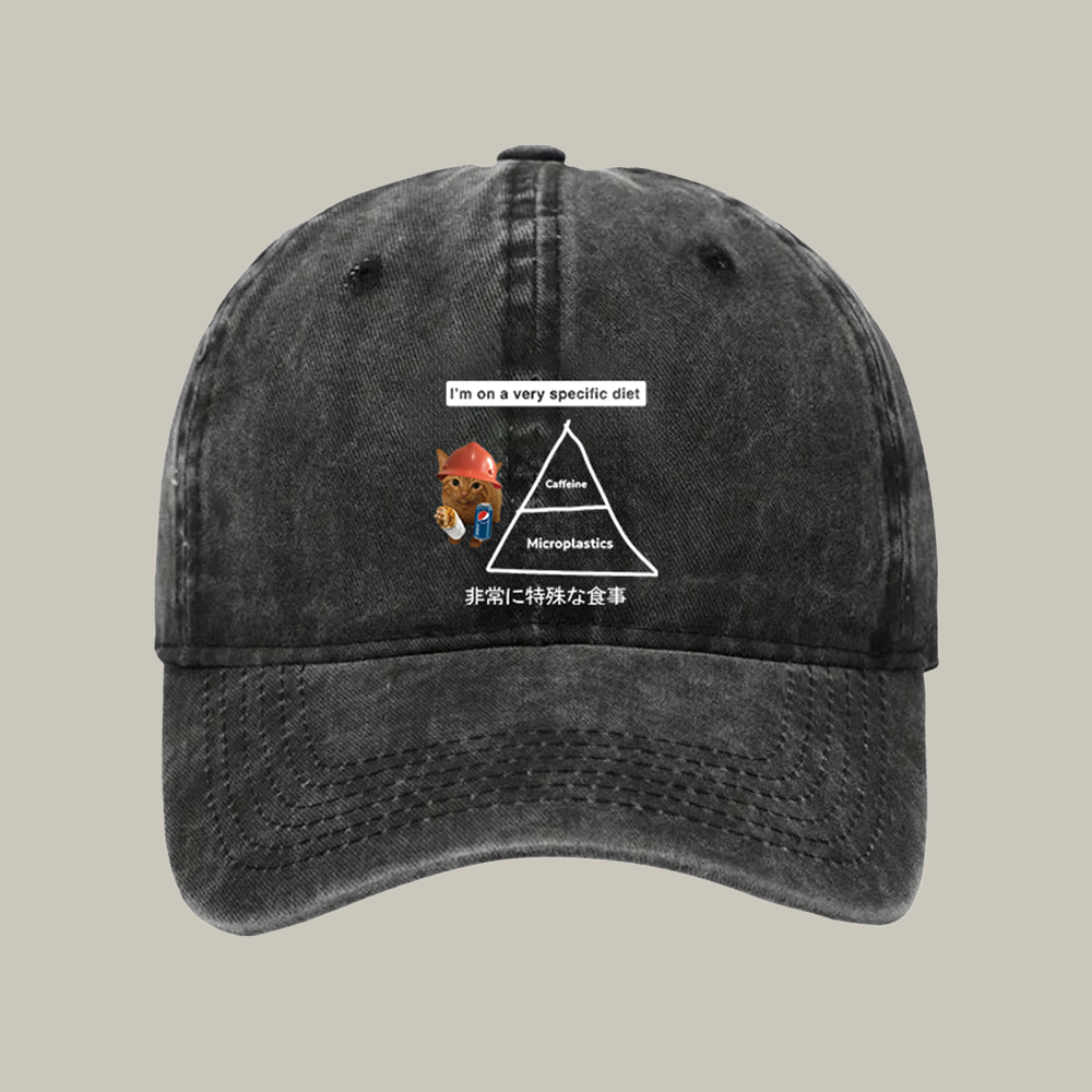 A Very Specific Diet Cat Meme Washed Cap Funny Ball Caps Christmas Gifts From Daughter