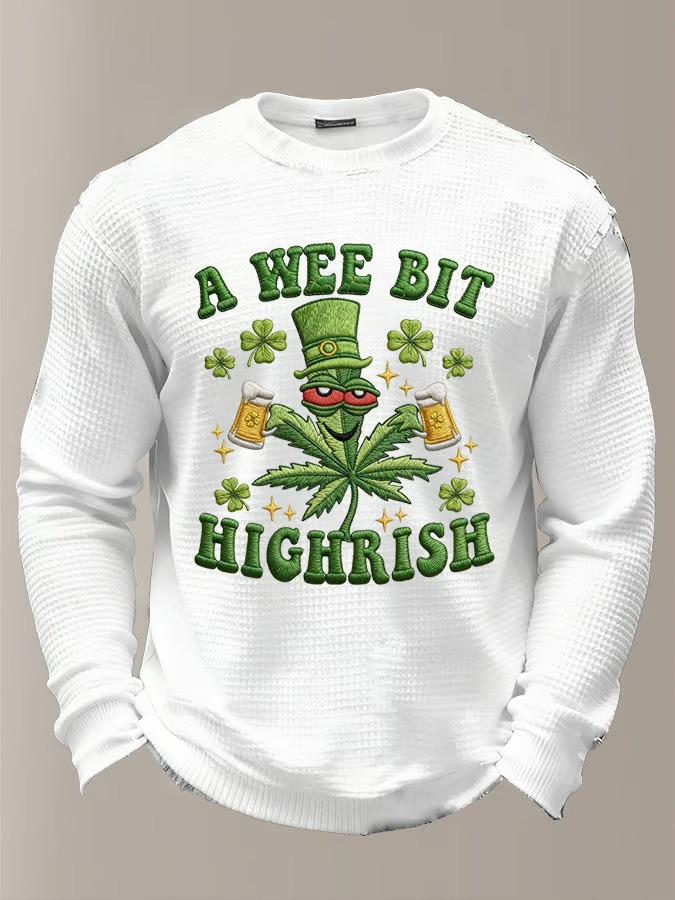 A Wee Bit Highrish Long Sleeve Shirt St Patricks Day Funny Stoner Irish Outfit Best Gift Ideas