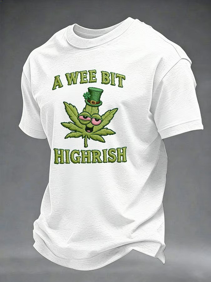 A Wee Bit Highrish St Patricks Day Shirt Funny Cannabis Leprechaun Tee Best Gift Him