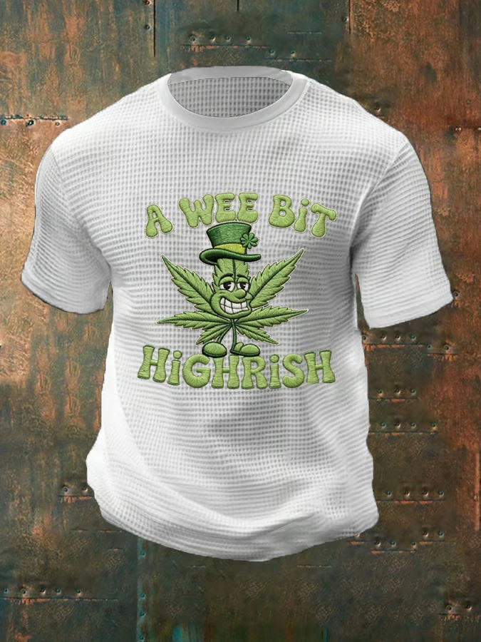 A Wee Bit Highrish St Patricks Day Shirt Funny Irish Weed Character Tee Best Gift Men