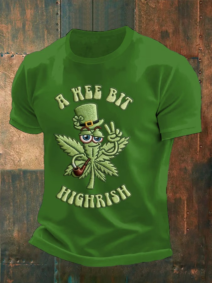 A Wee Bit Highrish St Patricks Day Shirt Funny Stoner Irish Green Tee Best Gift For Men