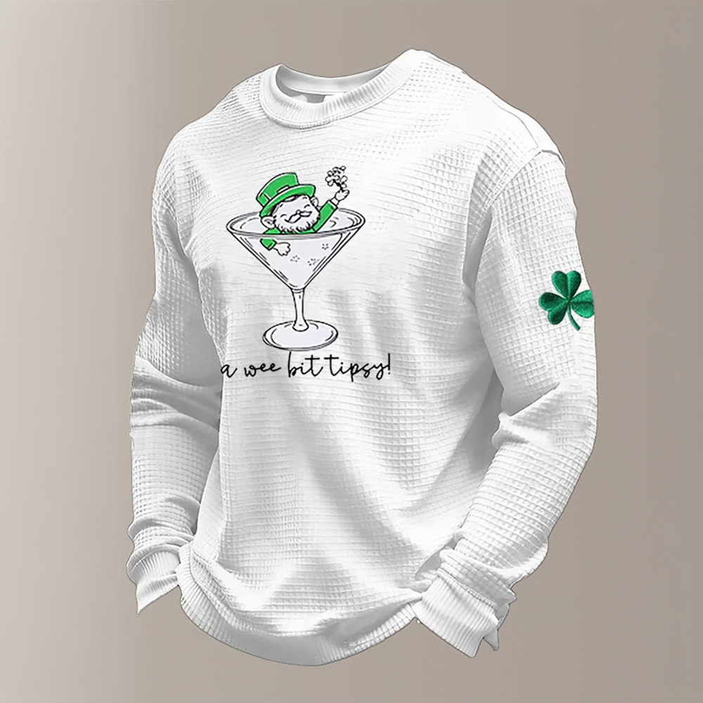 A Wee Bit Tipsy Shamrock Long Sleeve Shirt Happy Saint Patrick's Day Apparel Gift For Father