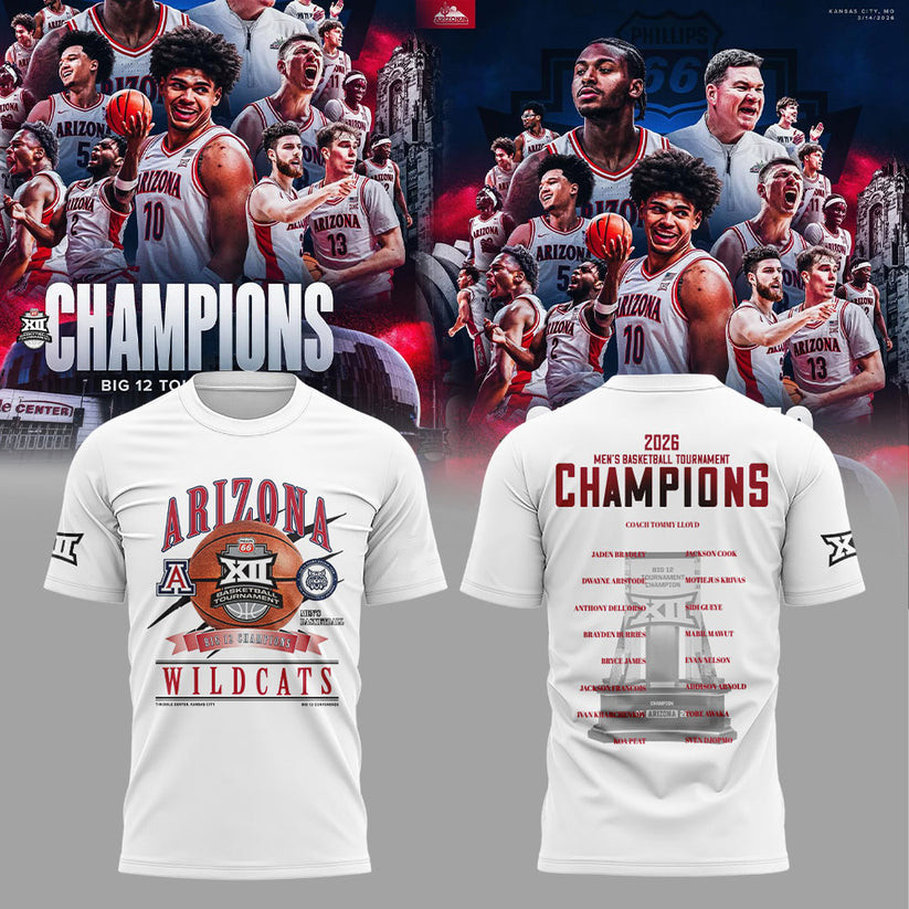A Wildcats 2026 Big 12 Men's Basketball Tournament Championship T-Shirt Basketball Clothes