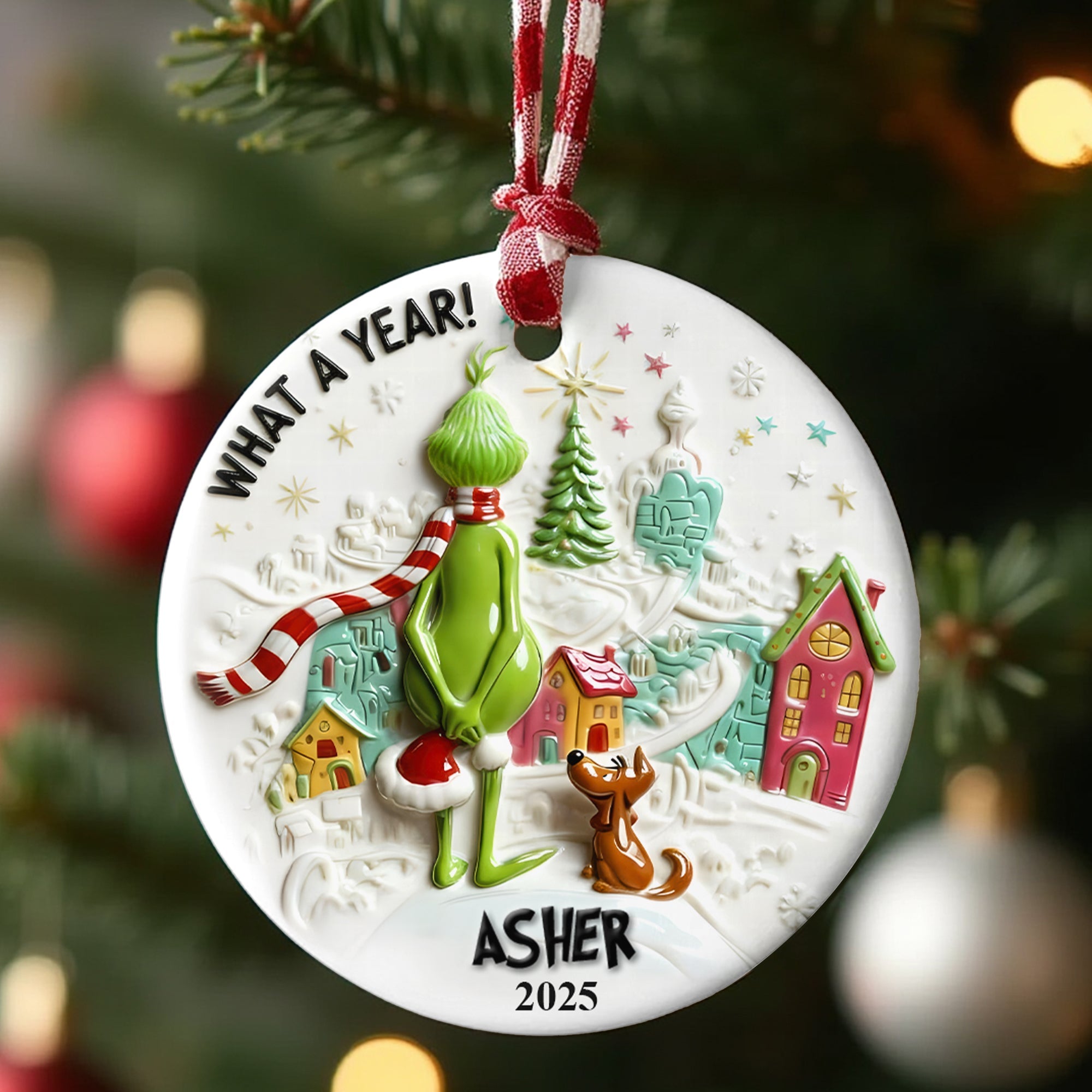 A Year To Look Back Round Ceramic Ornament - Personalized Christmas Gifts For Family & Friends - Holiday Tree Decoration Gift