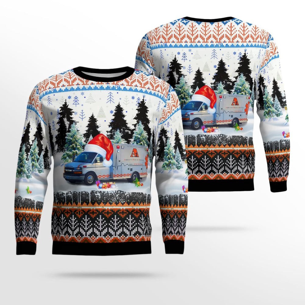 A1 Emergency Medical Services Altamont Illinois Christmas AOP Ugly Sweater Christmas Unisex Sweaters Gift for Christmas
