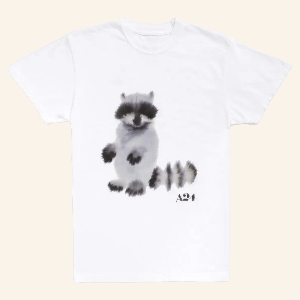 A24 Merch A24 x Rop van Mierlo Raccoon Watercolor T-Shirt Gift For Friends