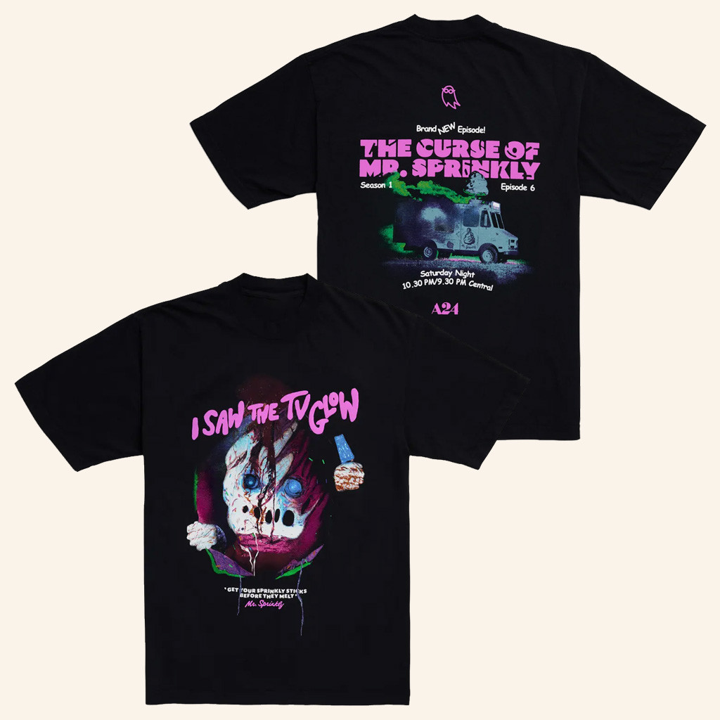 A24 Merch I Saw The TV Glow Print Mr Sprinkly T-Shirt Gifts For Dudes