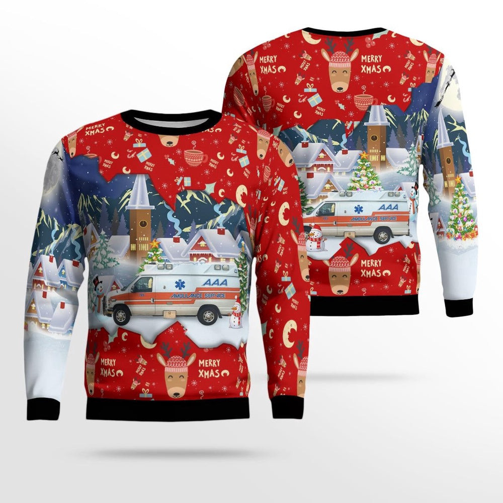 AAA Ambulance Service Hattiesburg Mississippi Christmas AOP Ugly Sweater Xmas Unisex Sweater Christmas Gifts for Men Women