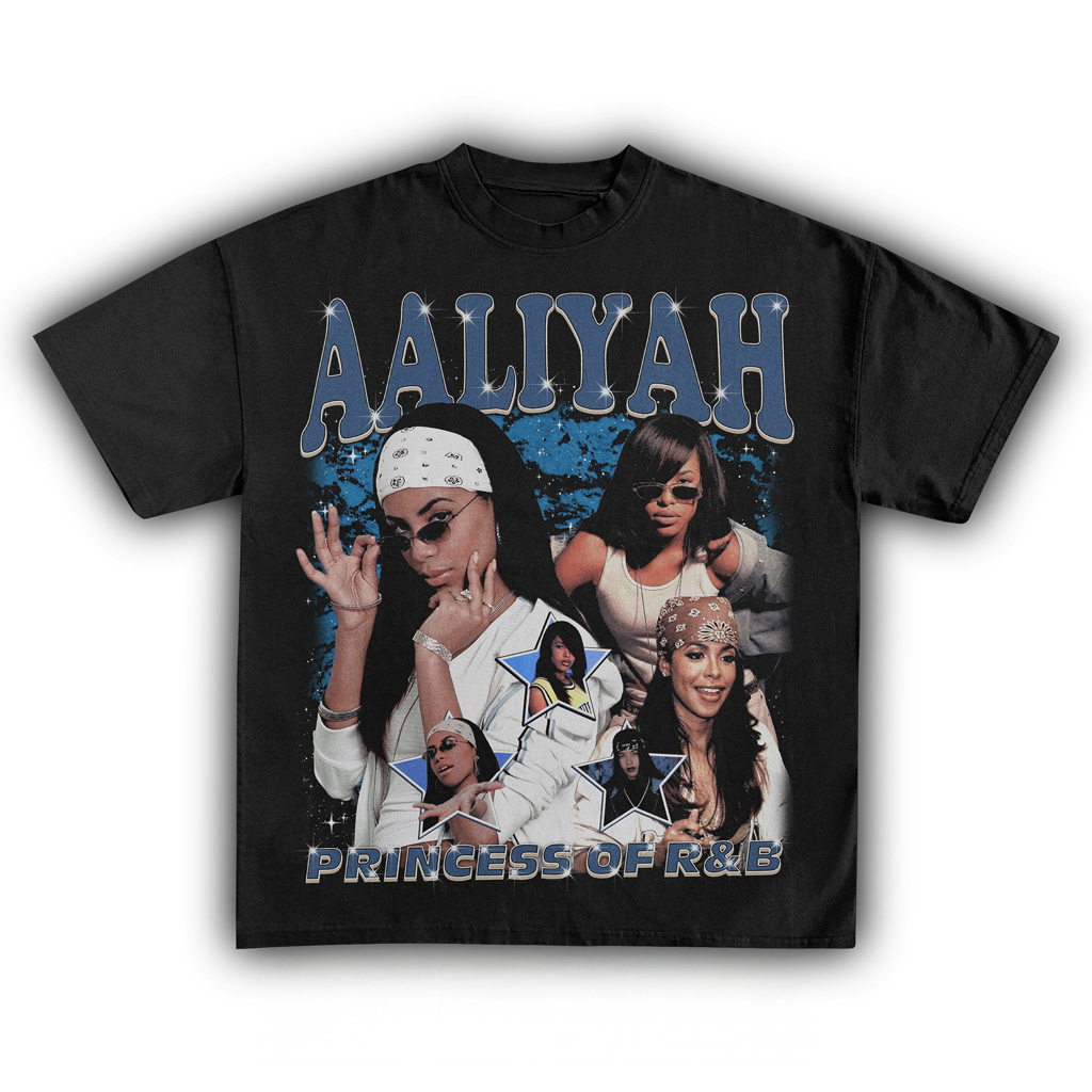 Aaliyah Vintage T-Shirt Black Princess Of RB Shirt Gifts For Music Fans Aaliyah Vintage T-Shirt Black Princess Of RB Shirt Gifts For Music Fans
