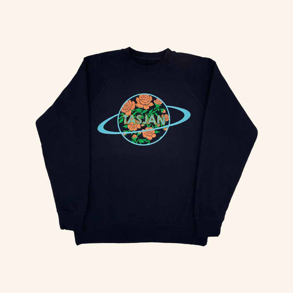 Aaron Lee Tasjan Merch Space Floral Navy Sweatshirt Gifts For Music Fans Aaron Lee Tasjan Merch Space Floral Navy Sweatshirt Gifts For Music Fans