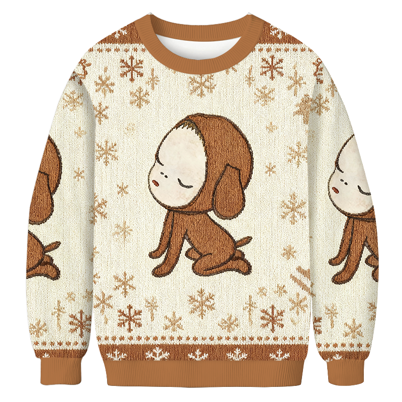 Abandoned Puppy Waiting Christmas Ugly Sweatshirt Holiday Season Gag Gift Top