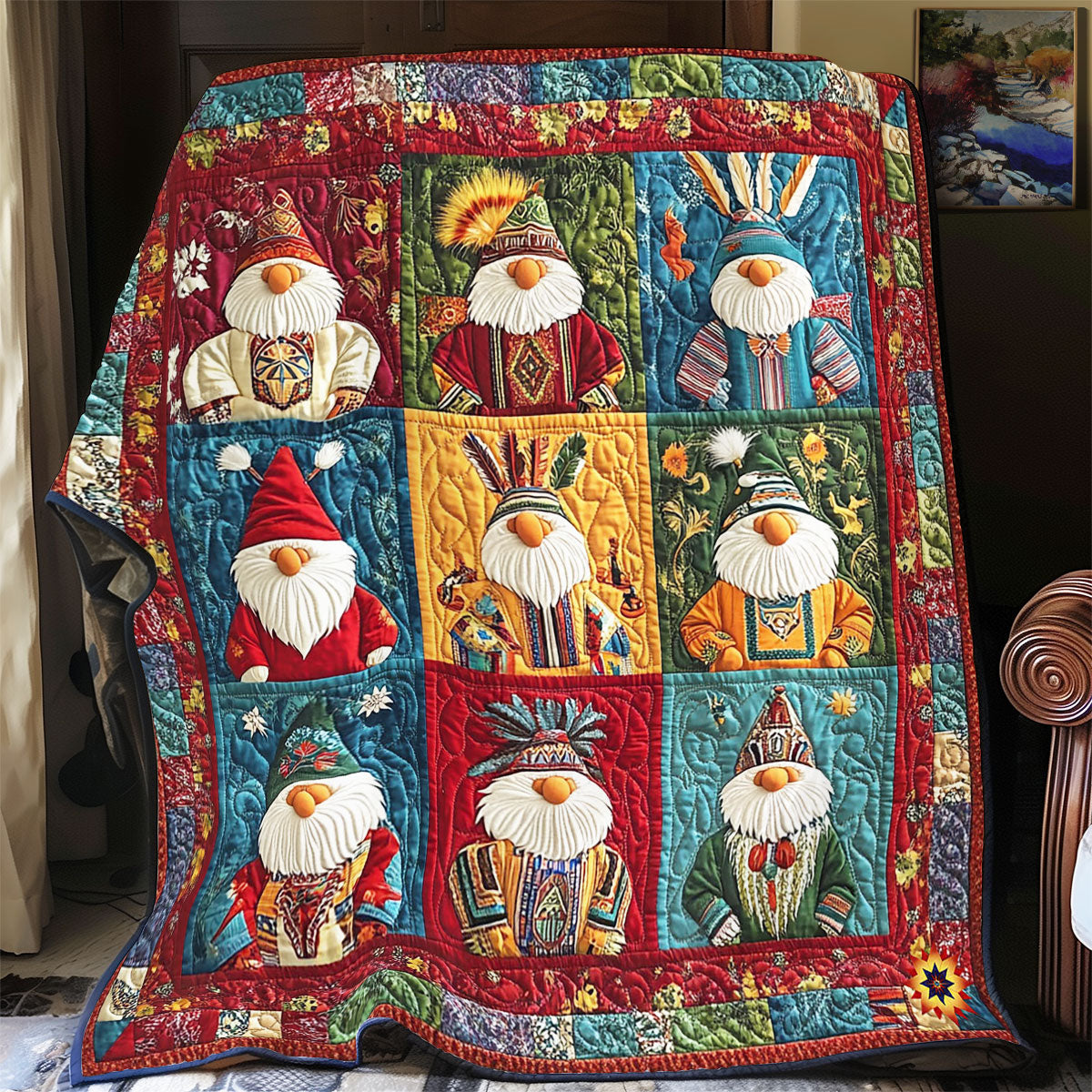 Aboriginal Gnomes Quilt Blanket Cute Bedroom Decor Warm Gift Ideas For Gnomes Lovers