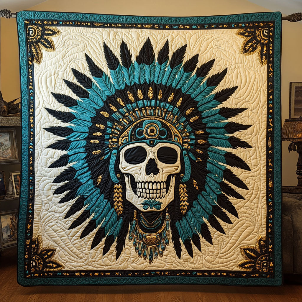Aboriginal Skull Quilt Blanket Unique Throw Blanket Native American Gifts For Skull Lovers