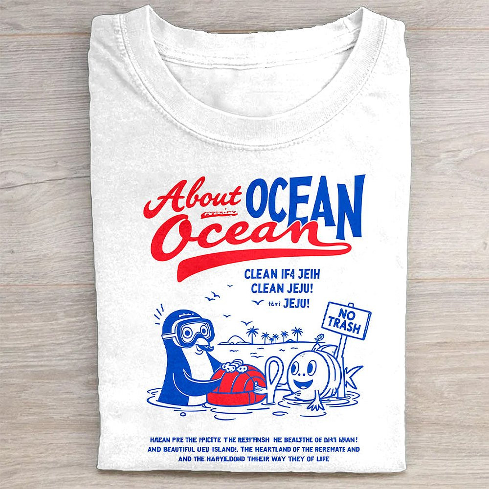 About Ocean Graphic T-Shirt Aesthetic Beach Tee For Surfers And Ocean Lovers