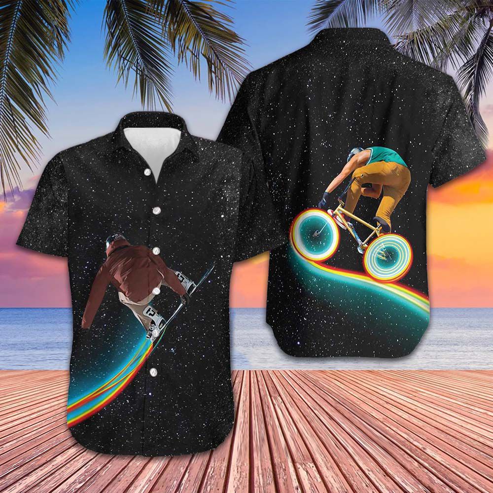 Above The Sky Hawaiian Shirt Mens Summer Button Up Shirts Gifts For Stepson