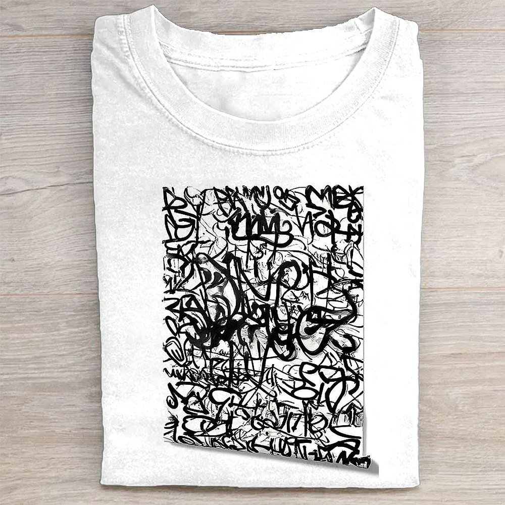 Abstract Black and White Graphic T-Shirt Minimalist Casual Tee For Men And Women