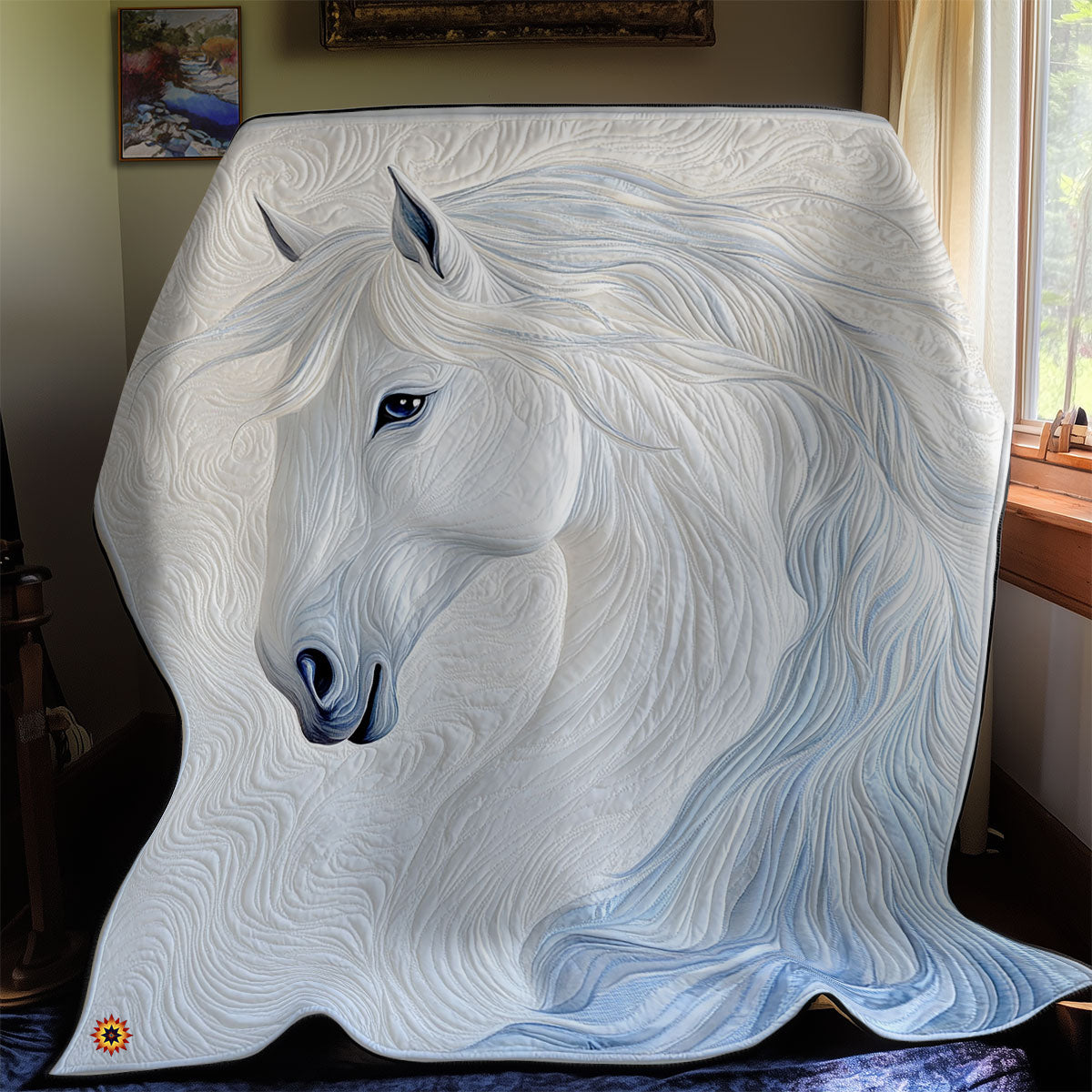Abstract Blue Horse Quilt Blanket Christmas Blanket Horse Themed Gifts For Adults