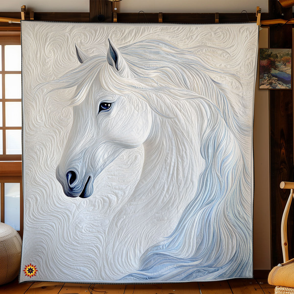 Abstract Blue Horse Quilt Blanket Soft Throw Blanket Gifts For Father's Day From Wife