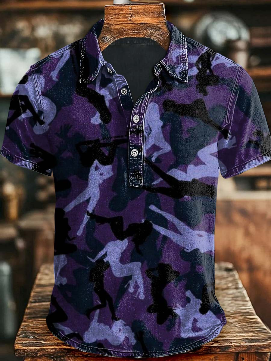 Abstract Camouflage Casual Printed Short Sleeve Polo Shirt Halloween Day Gift Ideas For Brother