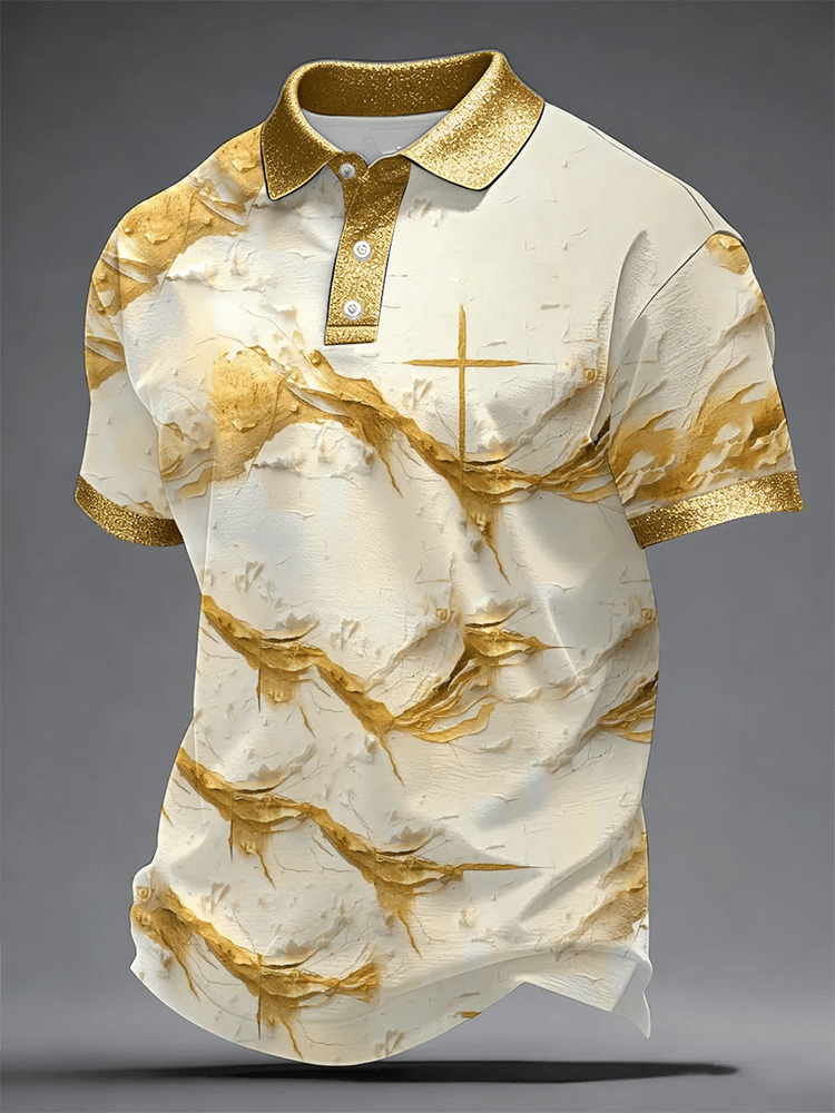 Abstract Cross Polo Shirt Men's Faith Over Fear Shirt Gift For Brothers