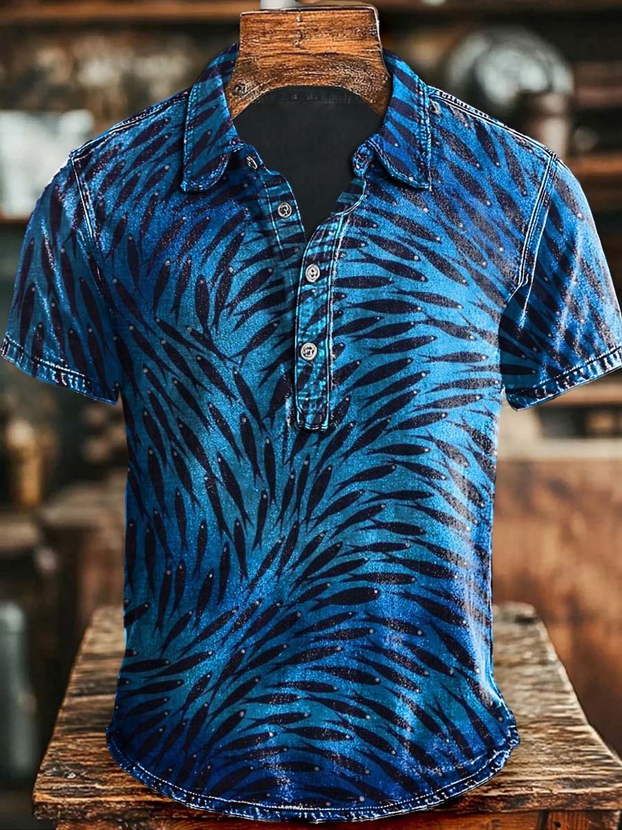 Abstract Fish Print Casual Polo Shirt Halloween Day Present Ideas For Men