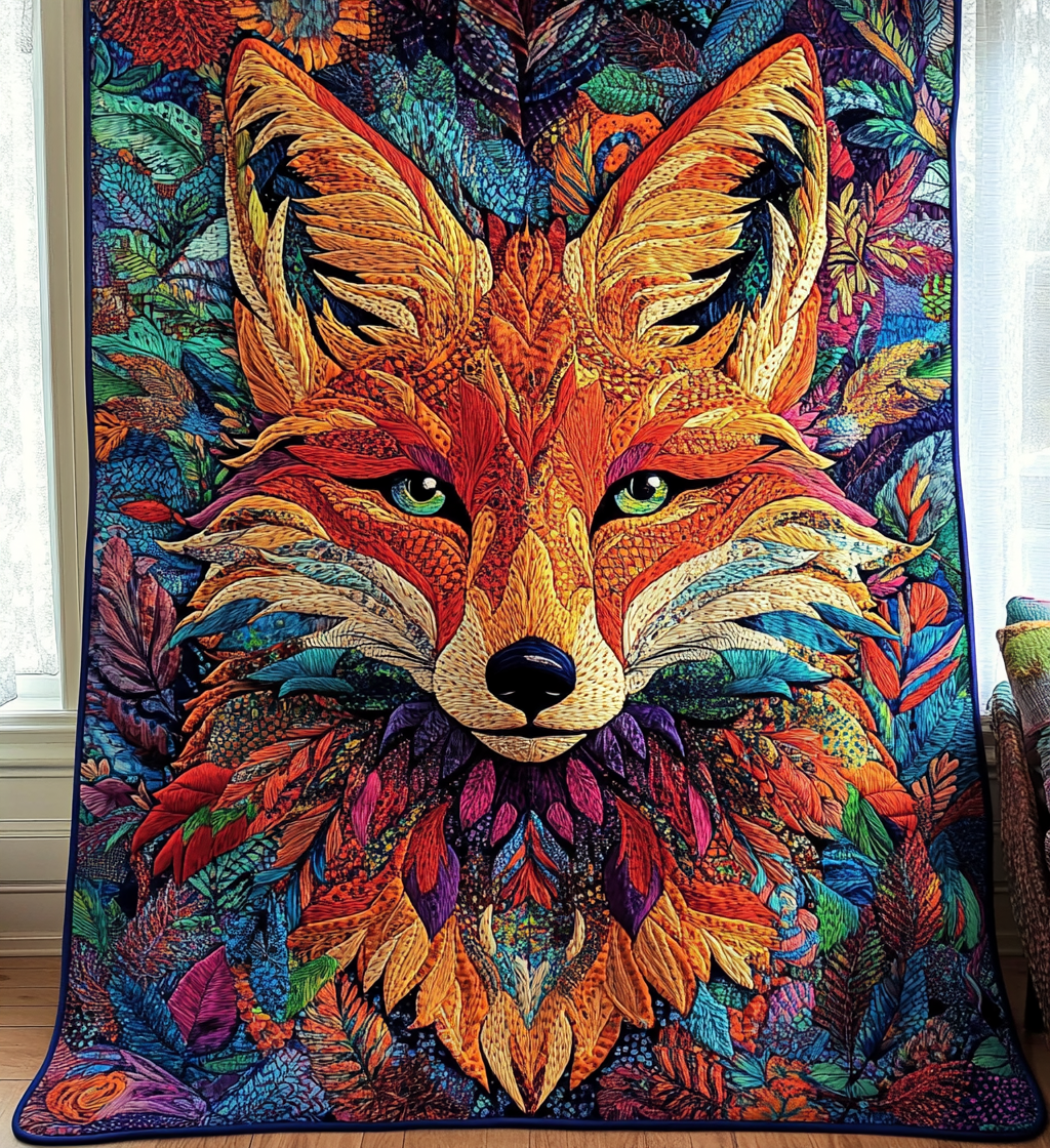Abstract Fox Quilted Blanket Autumn Gift Ideas