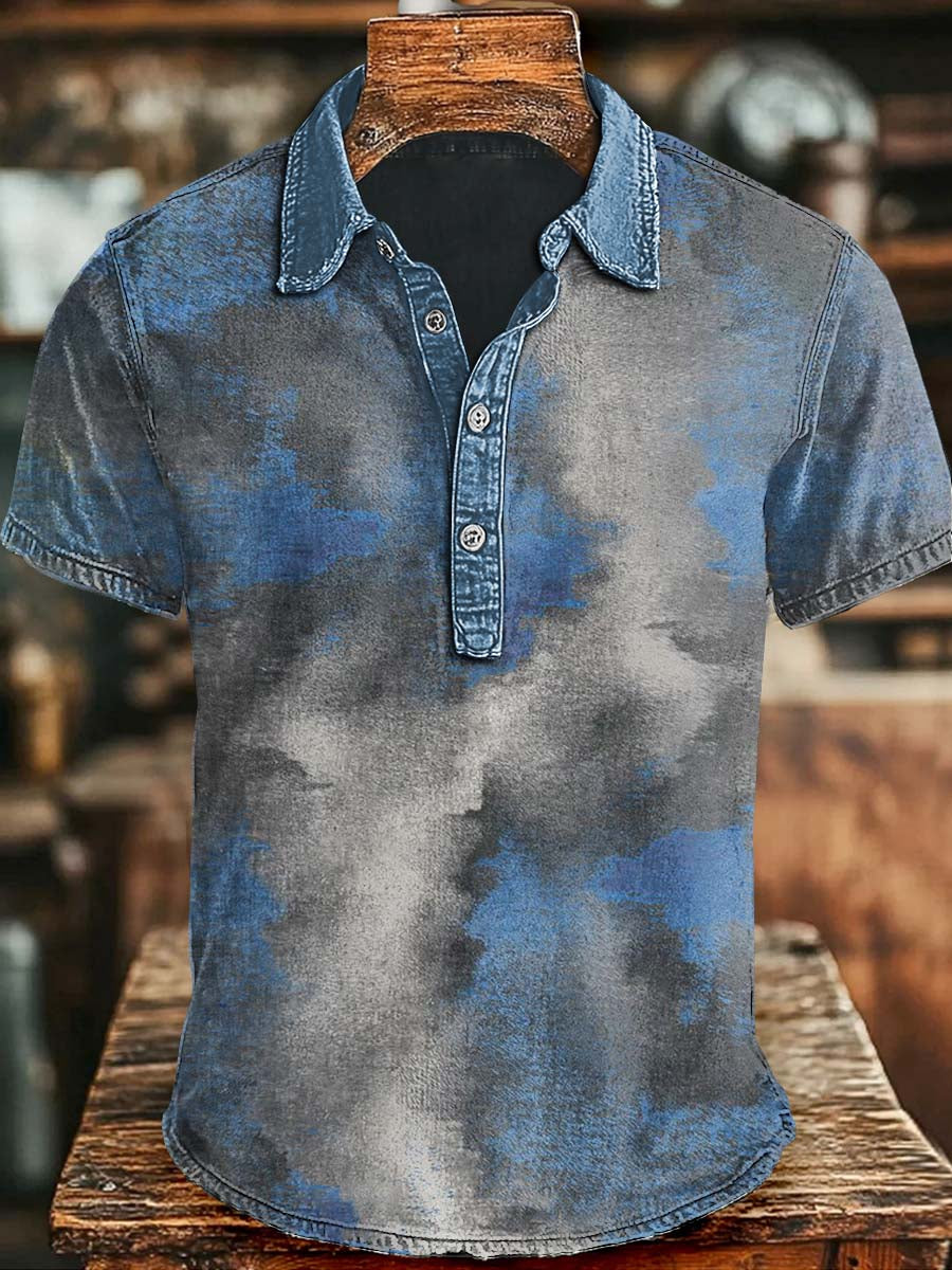 Abstract Gradient Art Print Casual Short Sleeve Polo Shirt Witch Costume Gift For Brother