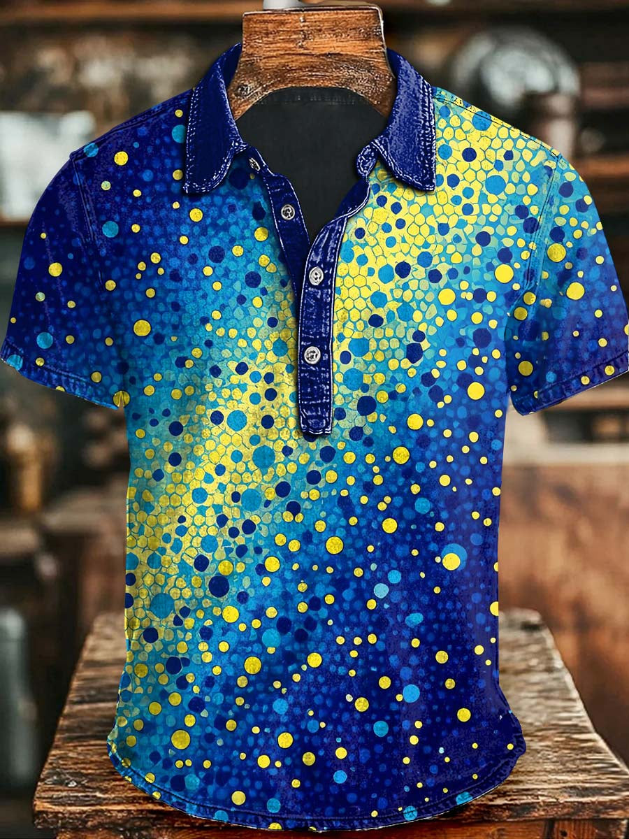 Abstract Gradient Art Print Short Sleeve Polo Shirt Clothing Halloween Day For Men And Women