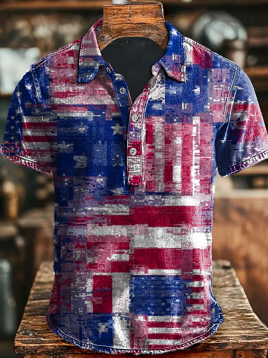 Abstract Independence Day Print Casual Polo Shirt Clothing Halloween Day For Dad