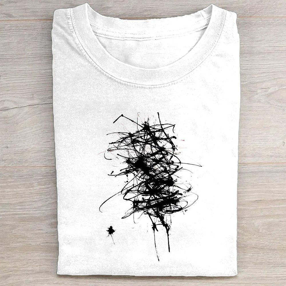 Abstract Ink Splash Design Men's Casual T-Shirt Modern Graphic Tee For Guys