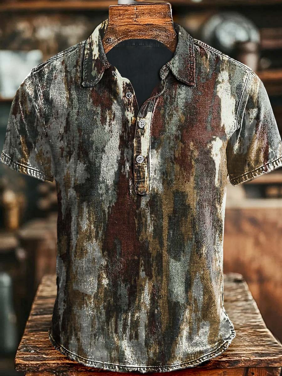 Abstract Ink Splash Print Casual Short Sleeve Polo Shirt Spooky Gifts For Friends
