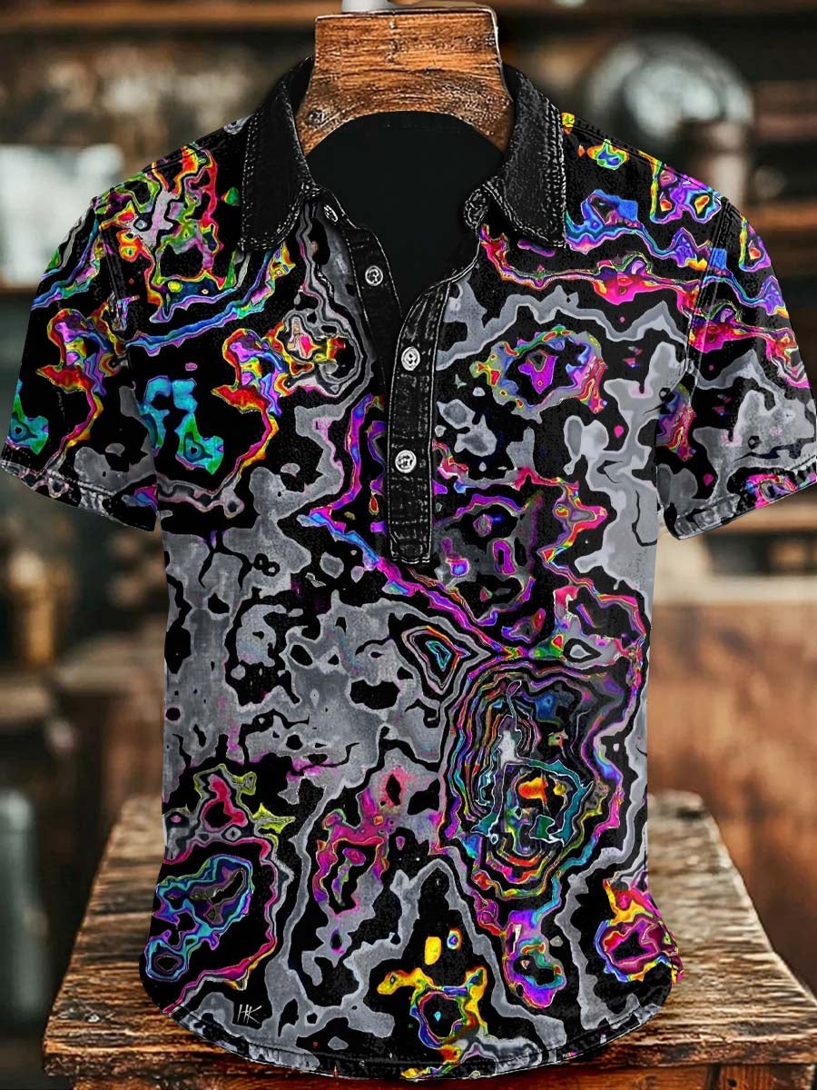 Abstract Laser-Printed Casual Short-Sleeve Polo Shirt Clothing Halloween Day For Friends